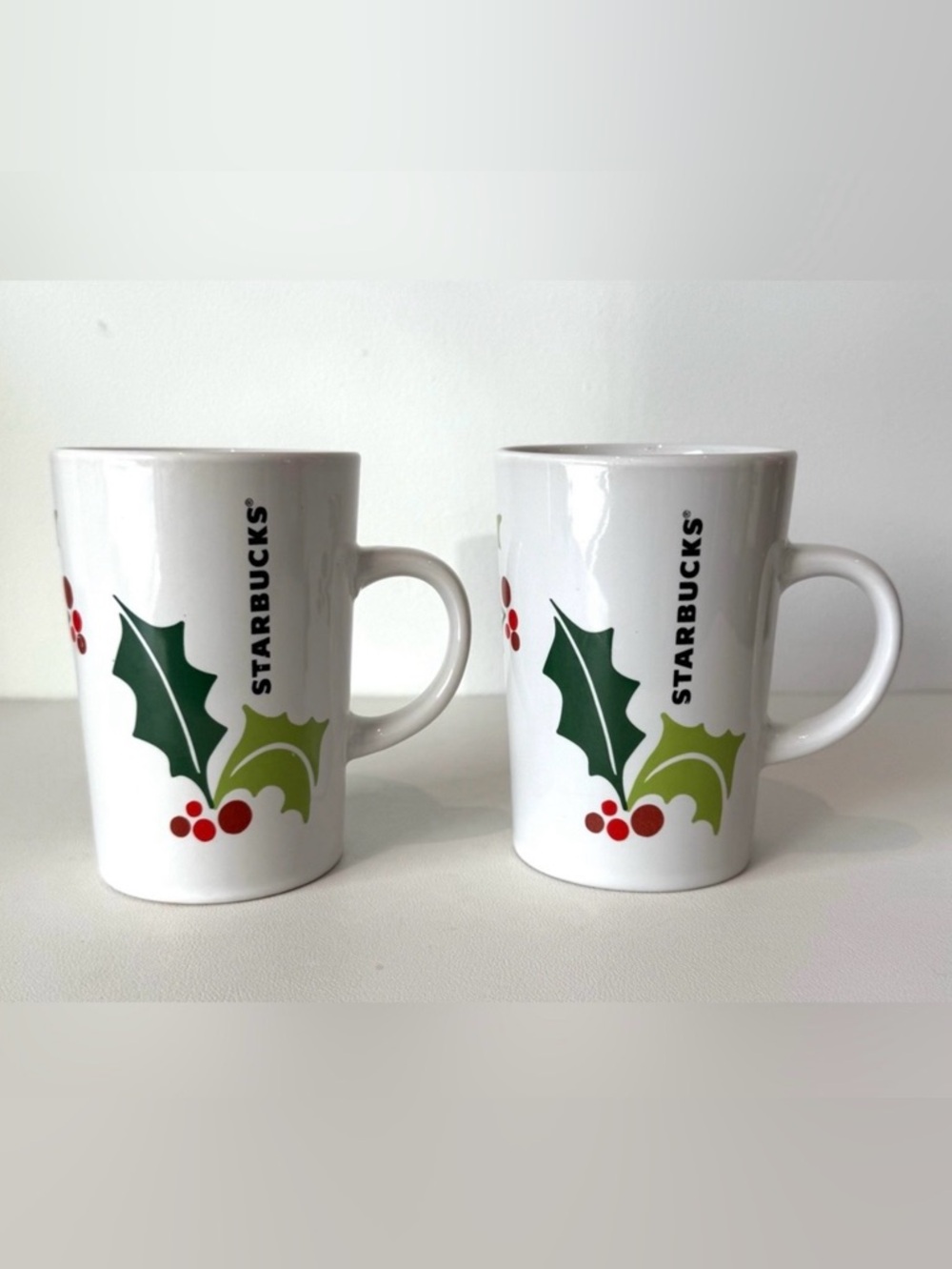 Starbucks 2011 Holiday Coffee Mug Pair with a Holly and Berry Design